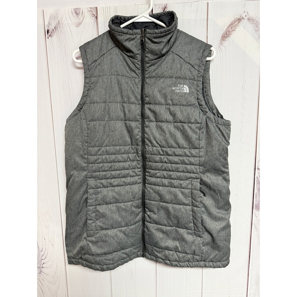 The North Face Insulated Vest Women's L‎ Heather Gray Full Zip EUC